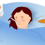 image of lady in bed with flu