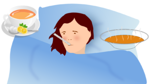 image of lady in bed with flu