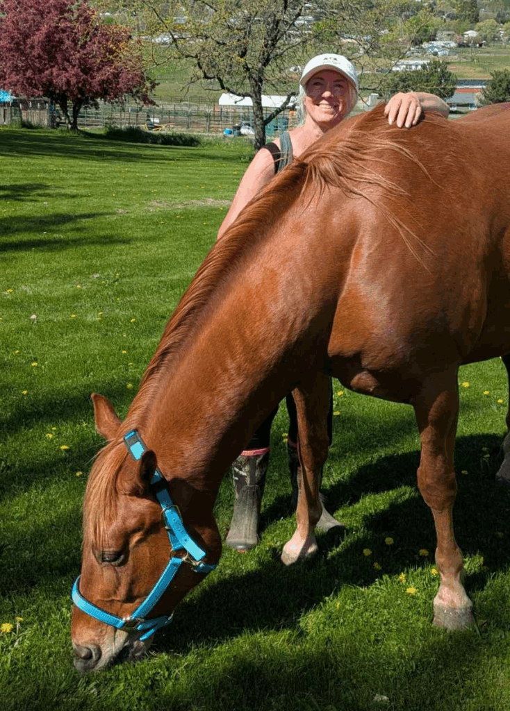 Image of Debbie Schulte with her gelding, Thor.
